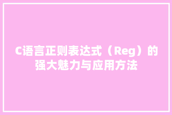C语言正则表达式（Reg）的强大魅力与应用方法 计算机