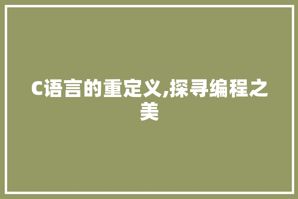 C语言的重定义,探寻编程之美 科技快讯