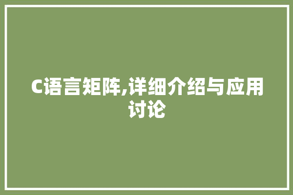 C语言矩阵,详细介绍与应用讨论