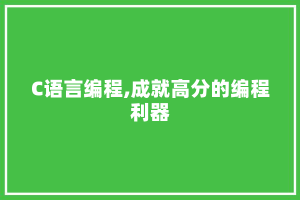 C语言编程,成就高分的编程利器