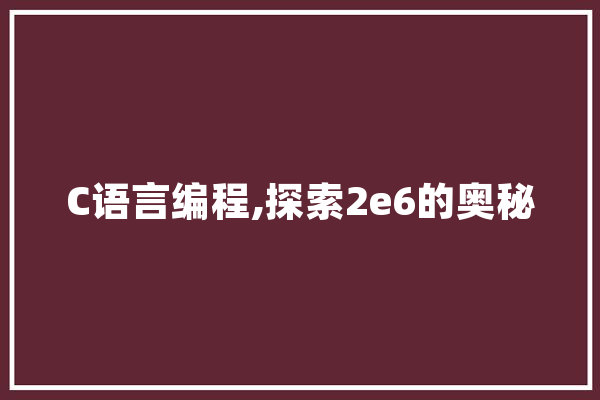 C语言编程,探索2e6的奥秘