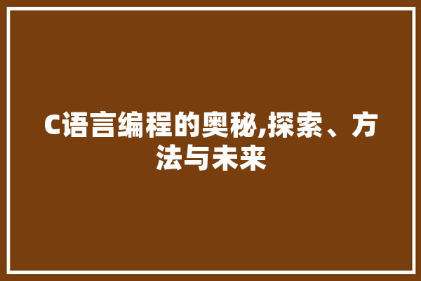 C语言编程的奥秘,探索、方法与未来