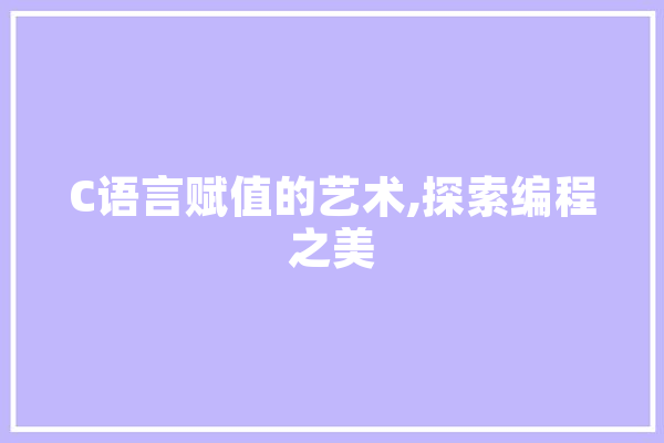 C语言赋值的艺术,探索编程之美 AI简讯