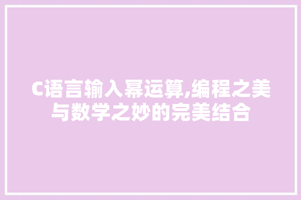 C语言输入幂运算,编程之美与数学之妙的完美结合
