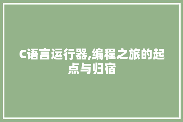 C语言运行器,编程之旅的起点与归宿