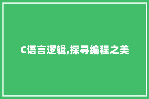 C语言逻辑,探寻编程之美