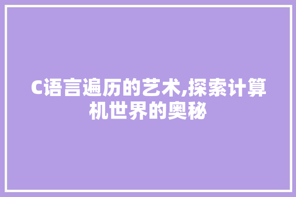 C语言遍历的艺术,探索计算机世界的奥秘 文字写作