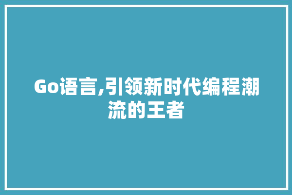 Go语言,引领新时代编程潮流的王者 计算机