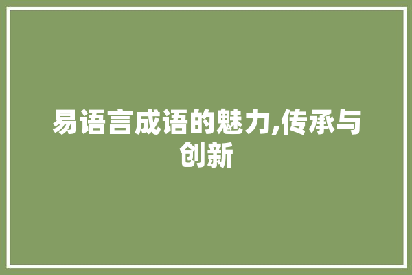 易语言成语的魅力,传承与创新