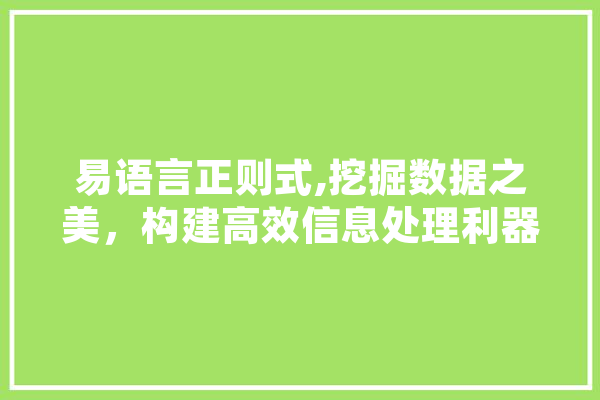 易语言正则式,挖掘数据之美，构建高效信息处理利器