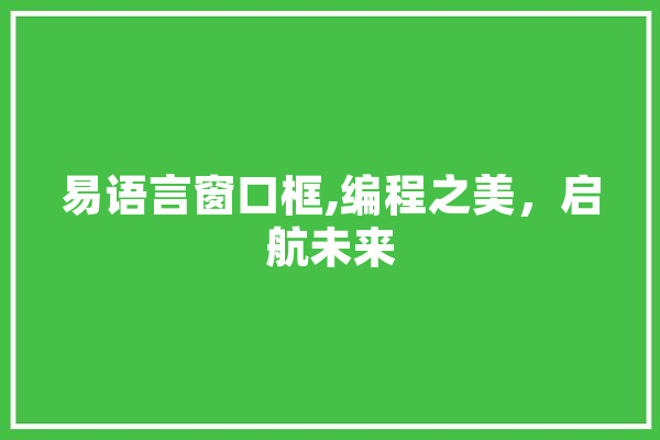 易语言窗口框,编程之美，启航未来