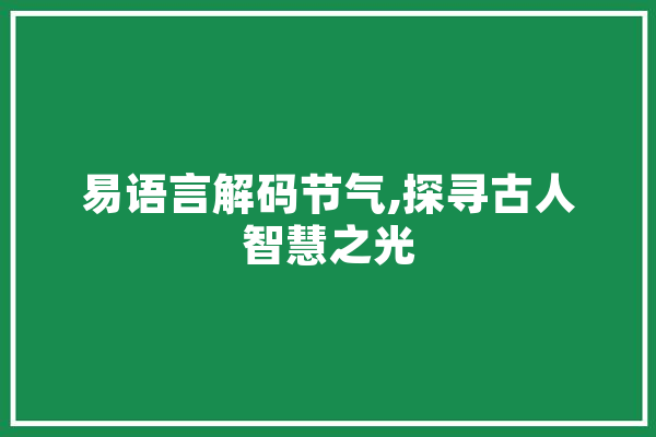 易语言解码节气,探寻古人智慧之光