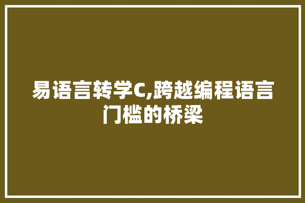 易语言转学C,跨越编程语言门槛的桥梁 AI简讯