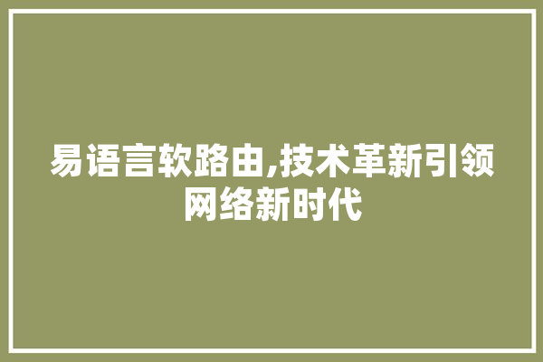 易语言软路由,技术革新引领网络新时代