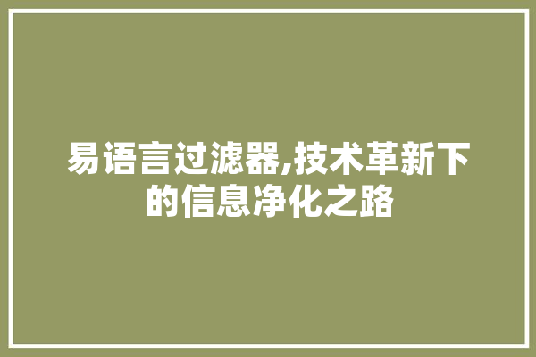 易语言过滤器,技术革新下的信息净化之路