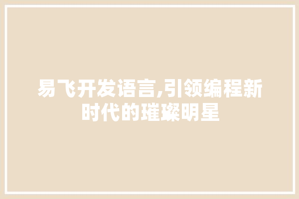 易飞开发语言,引领编程新时代的璀璨明星 智能助手