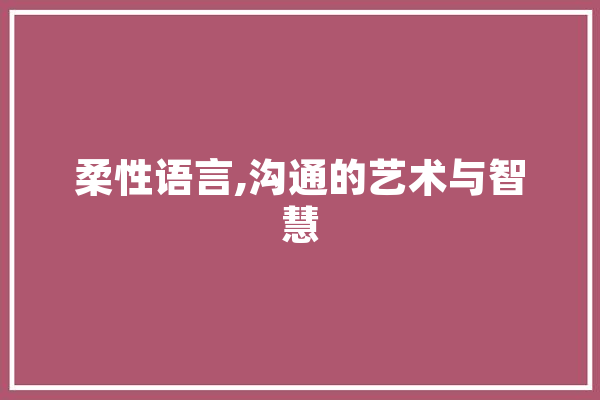 柔性语言,沟通的艺术与智慧