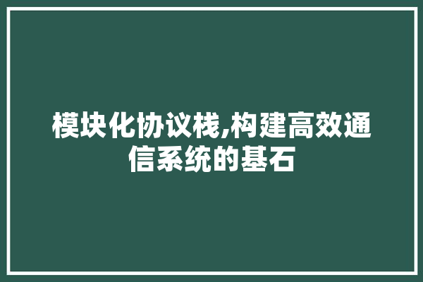 模块化协议栈,构建高效通信系统的基石