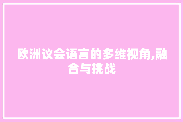 欧洲议会语言的多维视角,融合与挑战 计算机