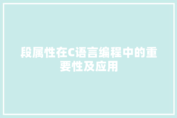 段属性在C语言编程中的重要性及应用