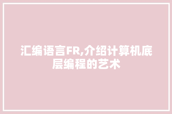 汇编语言FR,介绍计算机底层编程的艺术