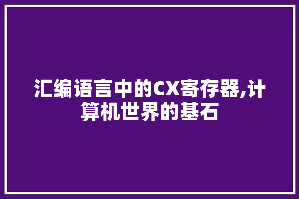 汇编语言中的CX寄存器,计算机世界的基石