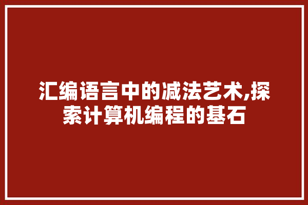 汇编语言中的减法艺术,探索计算机编程的基石