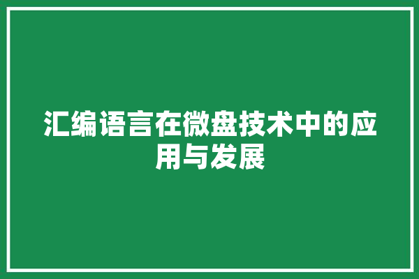 汇编语言在微盘技术中的应用与发展 智能助手
