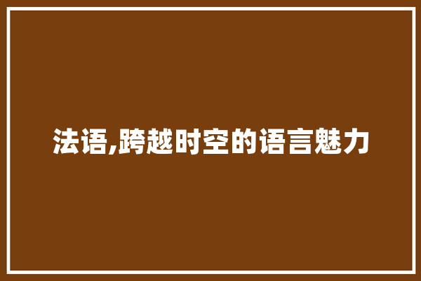 法语,跨越时空的语言魅力