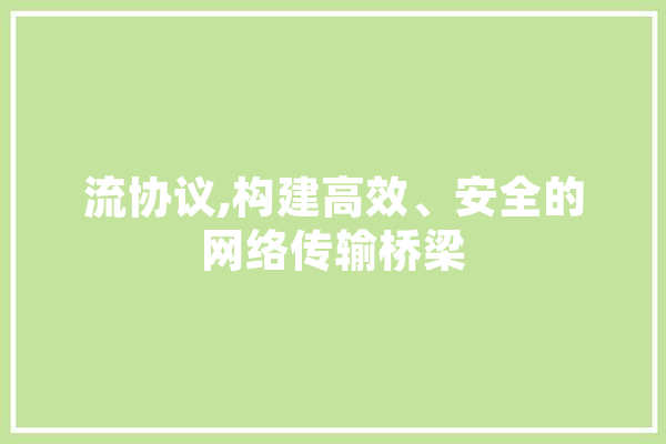 流协议,构建高效、安全的网络传输桥梁