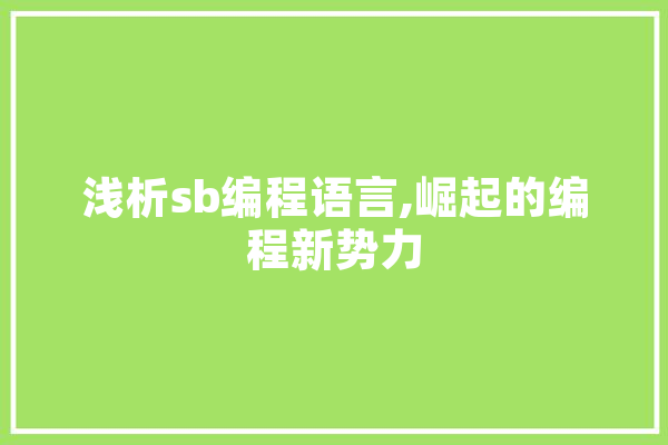浅析sb编程语言,崛起的编程新势力 智能写作