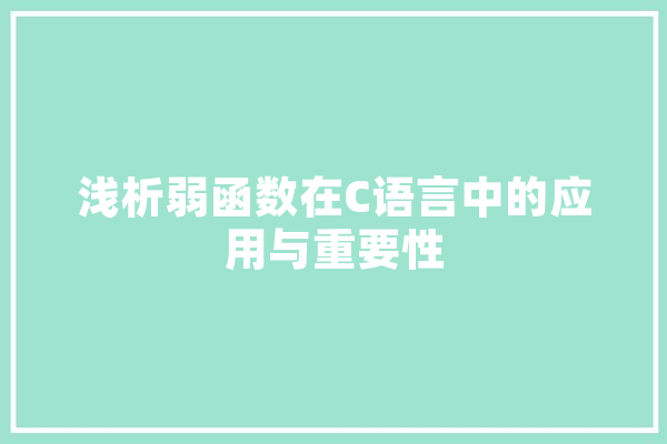 浅析弱函数在C语言中的应用与重要性