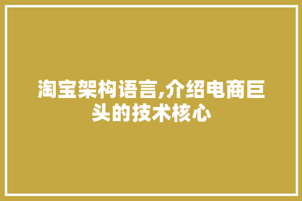 淘宝架构语言,介绍电商巨头的技术核心