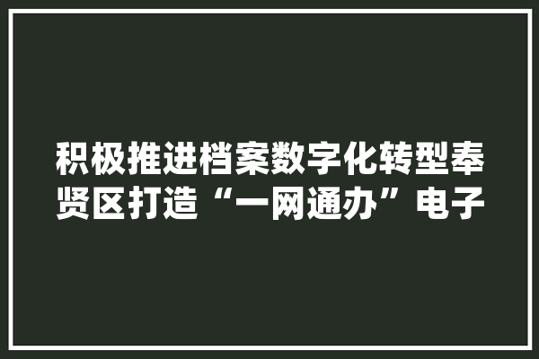 积极推进档案数字化转型奉贤区打造“一网通办”电子化归档新模式_电子_档案 科技快讯