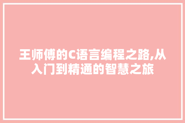 王师傅的C语言编程之路,从入门到精通的智慧之旅 AI快讯
