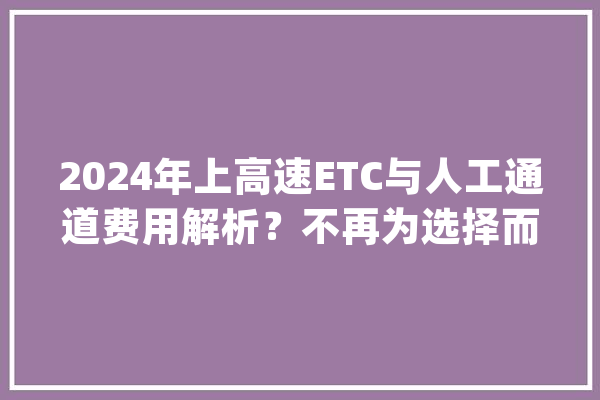 2024年上高速ETC与人工通道费用解析？不再为选择而纠结！_车主_通道 智能助手
