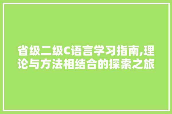省级二级C语言学习指南,理论与方法相结合的探索之旅 AI快讯