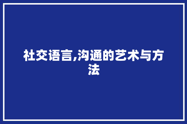 社交语言,沟通的艺术与方法 计算机