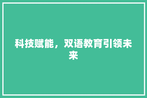 科技赋能，双语教育引领未来 绘影字幕