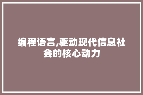 编程语言,驱动现代信息社会的核心动力 计算机