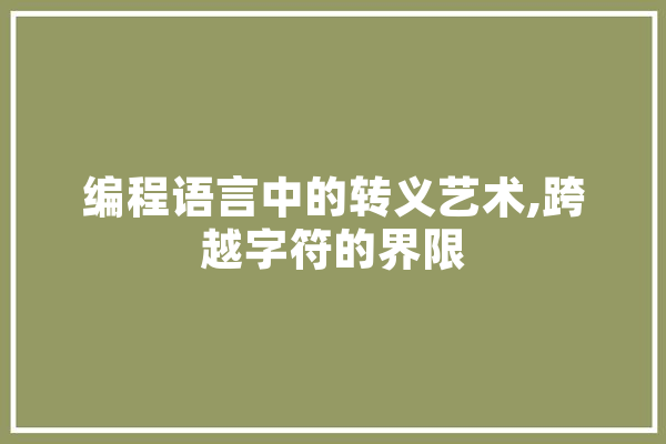 编程语言中的转义艺术,跨越字符的界限