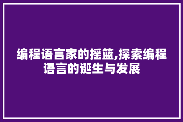 编程语言家的摇篮,探索编程语言的诞生与发展