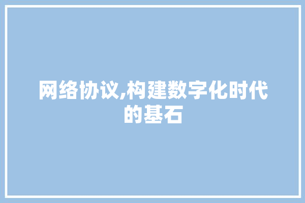 网络协议,构建数字化时代的基石 智能问答