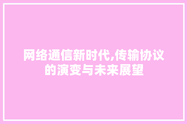 网络通信新时代,传输协议的演变与未来展望