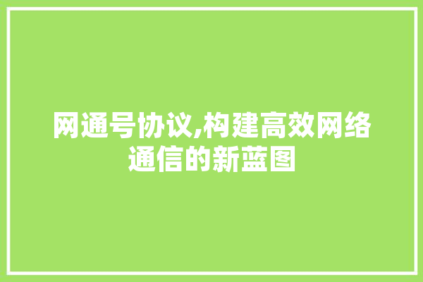 网通号协议,构建高效网络通信的新蓝图 文字写作