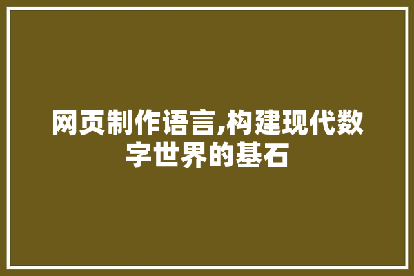 网页制作语言,构建现代数字世界的基石