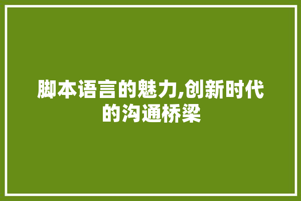 脚本语言的魅力,创新时代的沟通桥梁