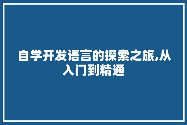自学开发语言的探索之旅,从入门到精通 智能问答