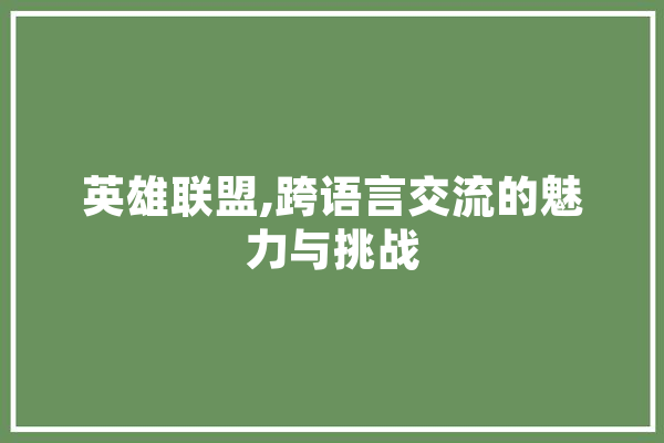 英雄联盟,跨语言交流的魅力与挑战
