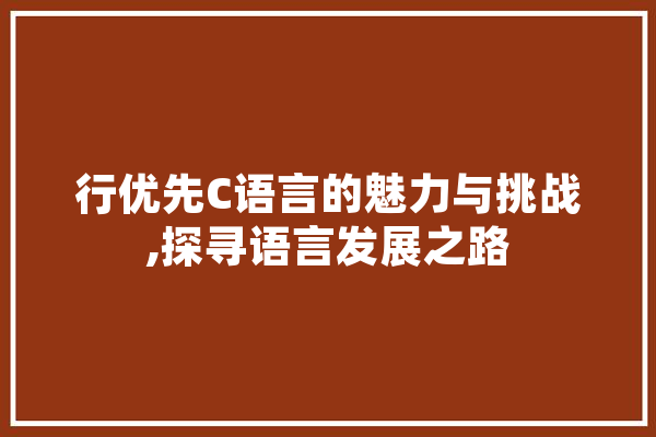 行优先C语言的魅力与挑战,探寻语言发展之路